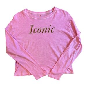 Crewcuts Iconic Graphic Tee‎ Long Sleeve Pink Cotton Top Kids Size Medium NWOT
